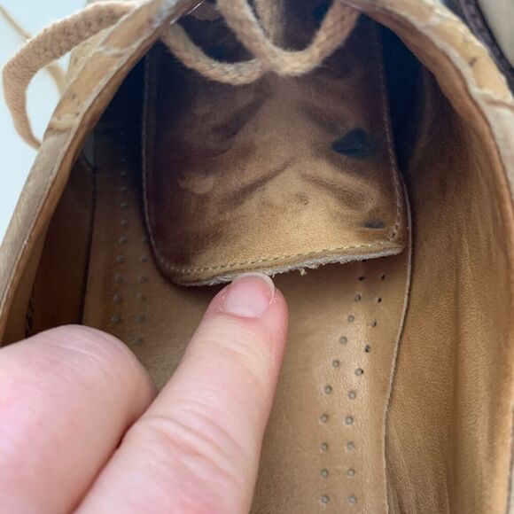 Cole Haan G2 Men's Shoes 10 D Almond Toe Lace Up Suede Oxfords Khaki Two Toned - Picture 12 of 16